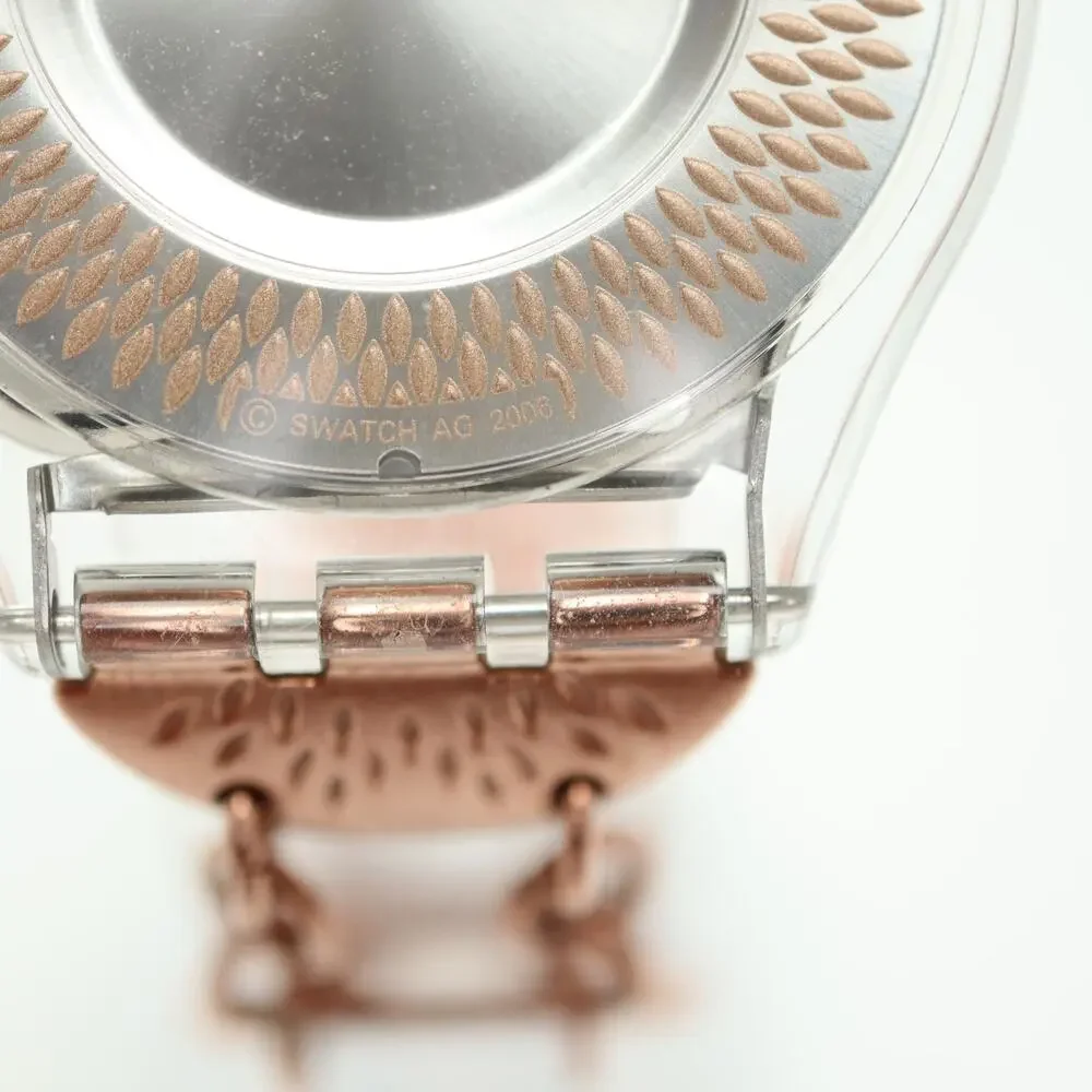 Swatch Dot-Y Skin Slim Silver Rose Gold Tone 34mm Swiss Watch Chain New Battery
